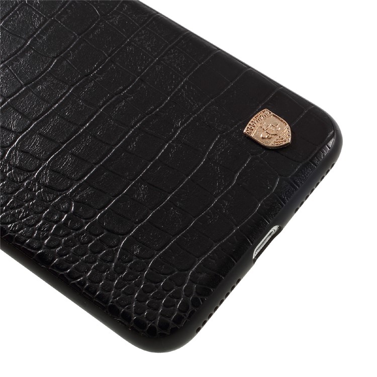 MEEPHONE Crocodile Leather Metal Sheet Coated PC + TPU Cover for iPhone 7 Plus - Black-4