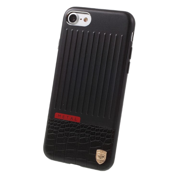 MEEPHONE Hybrid Drop Protection Cell Phone Case (Plastic+TPU+PU Leather+Metal) for iPhone 7 4.7 inch - Black-3