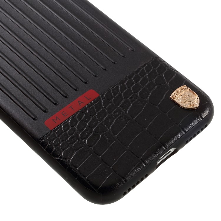 MEEPHONE Hybrid Drop Protection Cell Phone Case (Plastic+TPU+PU Leather+Metal) for iPhone 7 4.7 inch - Black-5