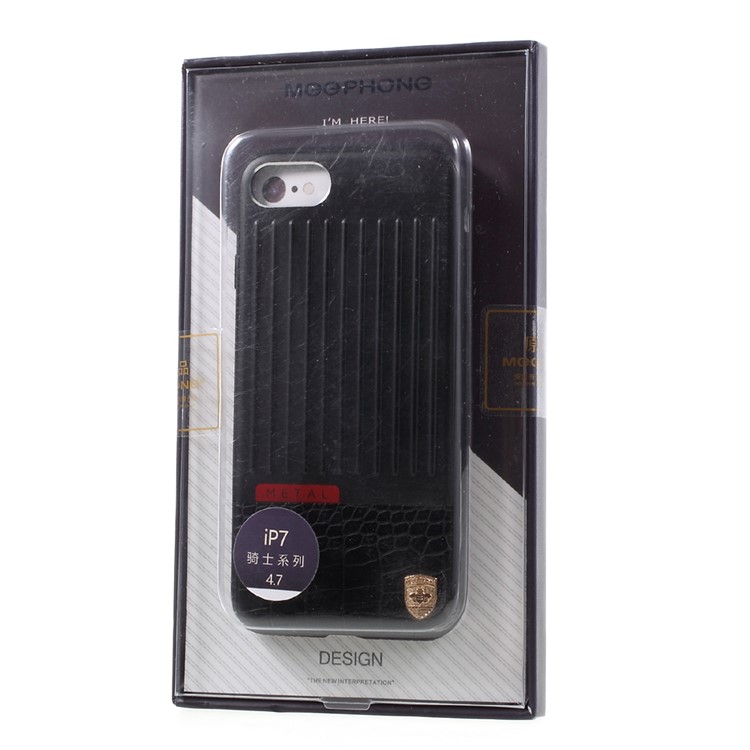 MEEPHONE Hybrid Drop Protection Cell Phone Case (Plastic+TPU+PU Leather+Metal) for iPhone 7 4.7 inch - Black-7