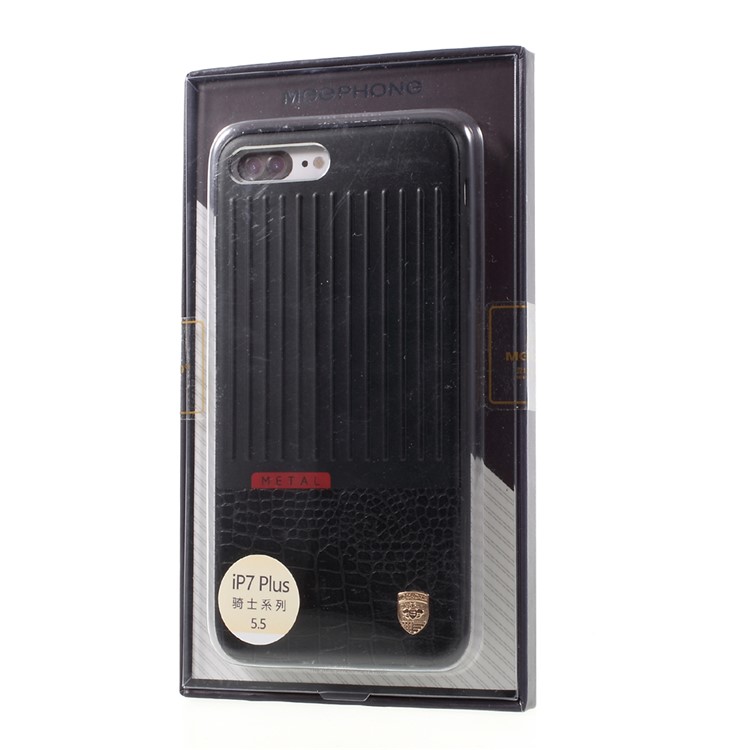 MEEPHONE Hybrid Drop Protection Cell Phone Case (Plastic+TPU+PU Leather+Metal) for iPhone 7 Plus - Black-6