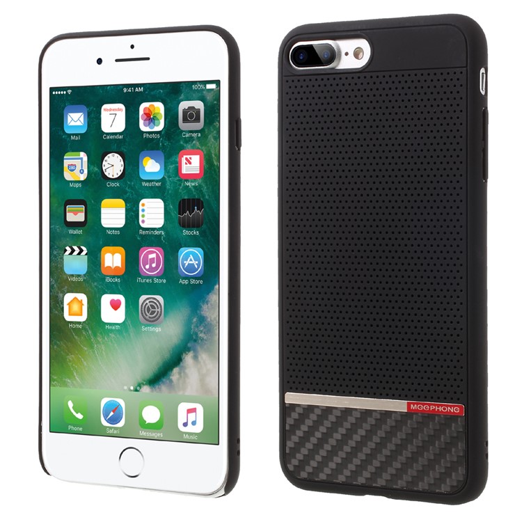 MEEPHONE Mesh Design Rubber Coating Cell Phone Hard Casing for iPhone 7 Plus 5.5-inch - Black-1