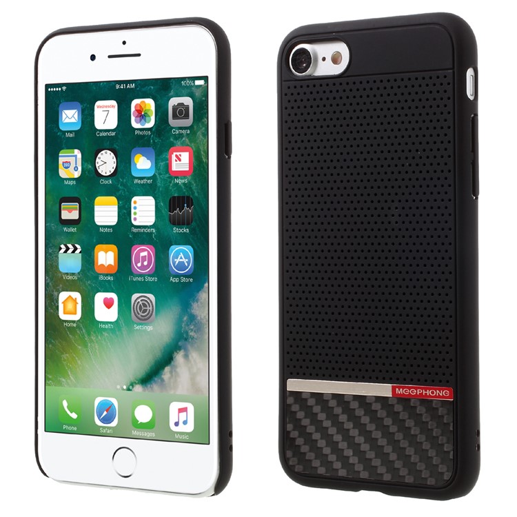 MEEPHONE Mesh Design Rubberized PC Hard Case for iPhone 7 4.7-inch - Black-1