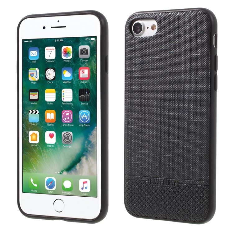 BUABEULRRY for iPhone 7 Cloth Texture Hybrid Mobile Phone Accessory (Leather Skin + PC + TPU) - Black-1