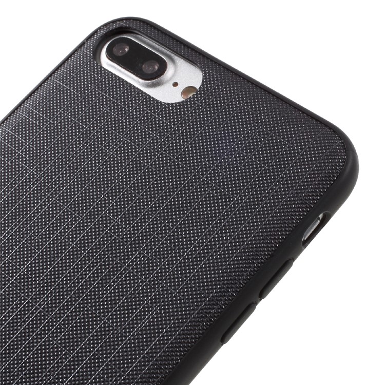 BUABEULRRY Cloth Texture Hybrid Cellphone Case for iPhone 7 Plus (Leather Skin + PC + TPU) - Black-3