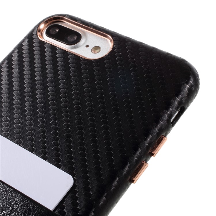 BUABEULRRY Carbon Fiber Leather Coated PC Back Case for iPhone 7 Plus 5.5 - Black-3