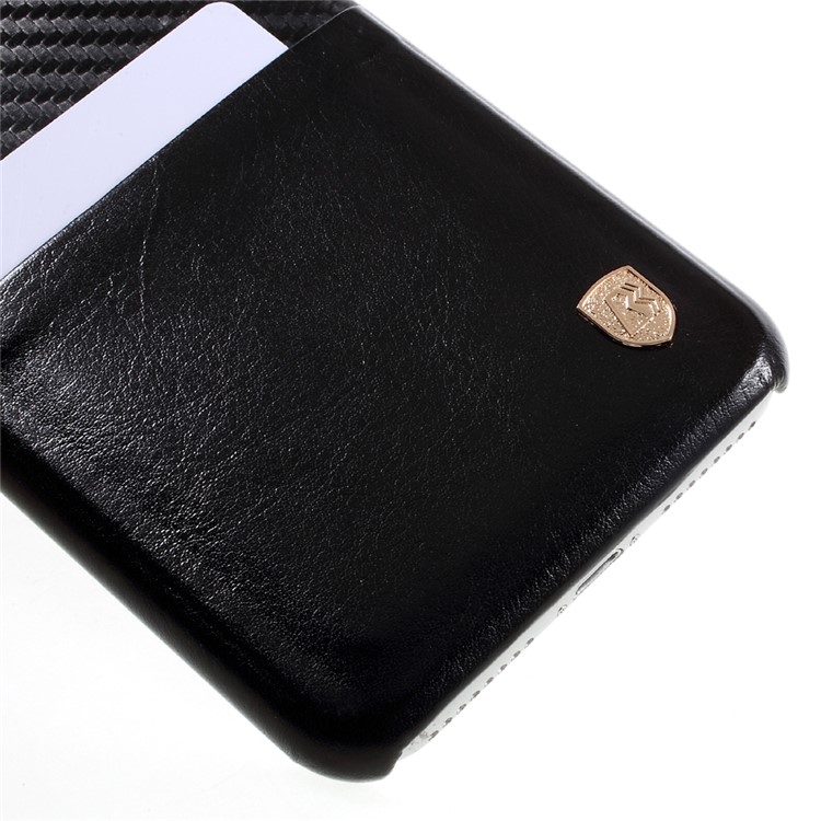 BUABEULRRY Carbon Fiber Leather Coated PC Back Case for iPhone 7 Plus 5.5 - Black-4