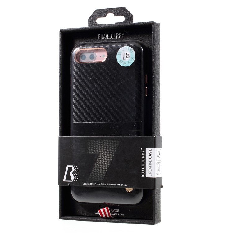 BUABEULRRY Carbon Fiber Leather Coated PC Back Case for iPhone 7 Plus 5.5 - Black-6