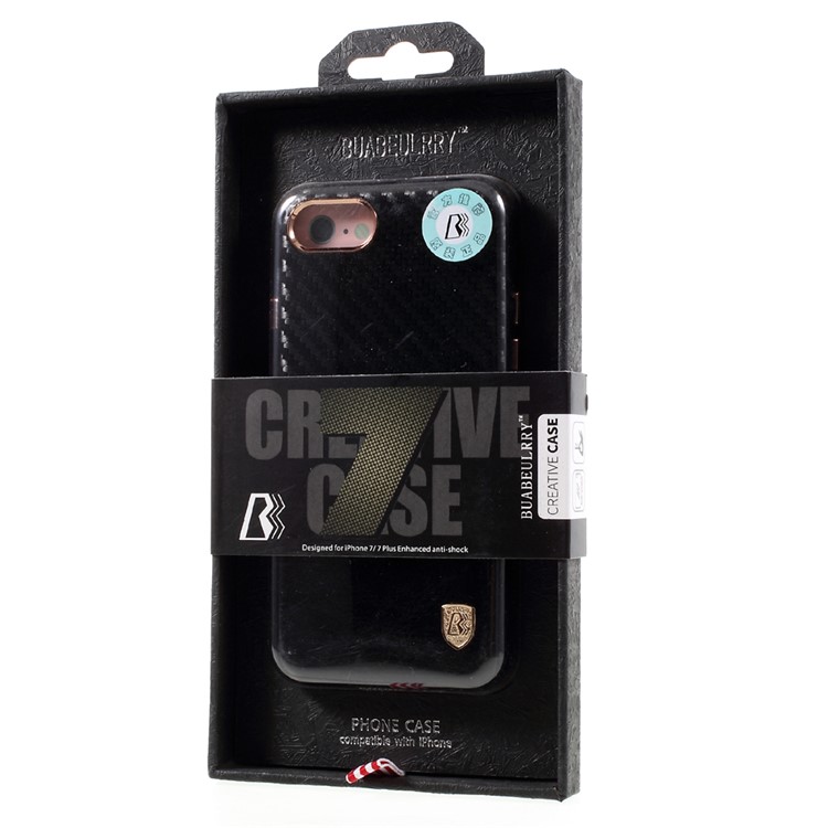 BUABEULRRY Carbon Fiber Leather Coated Hard PC Case for iPhone 7 4.7 - Black-6