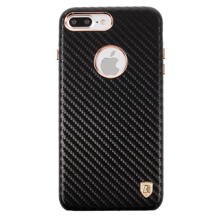 BUABEULRRY for iPhone 7 Plus Carbon Fiber Leather Coated Hard Phone Casing - Black-2