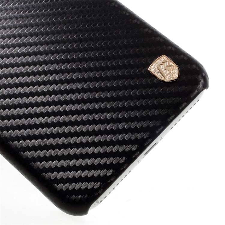 BUABEULRRY for iPhone 7 Plus Carbon Fiber Leather Coated Hard Phone Casing - Black-4