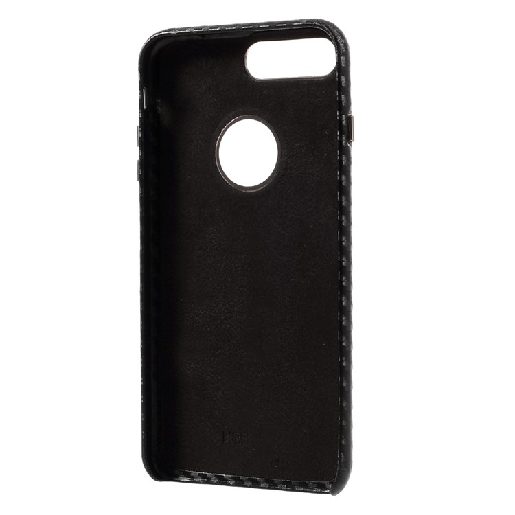 BUABEULRRY for iPhone 7 Plus Carbon Fiber Leather Coated Hard Phone Casing - Black-5