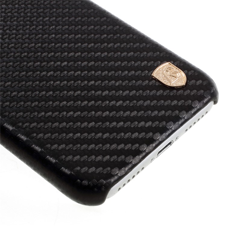 BUABEULRRY Carbon Fiber Leather Coated Hard Phone Casing for iPhone 7 4.7 - Black-4