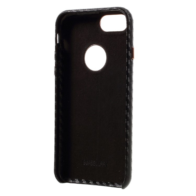 BUABEULRRY Carbon Fiber Leather Coated Hard Phone Casing for iPhone 7 4.7 - Black-5