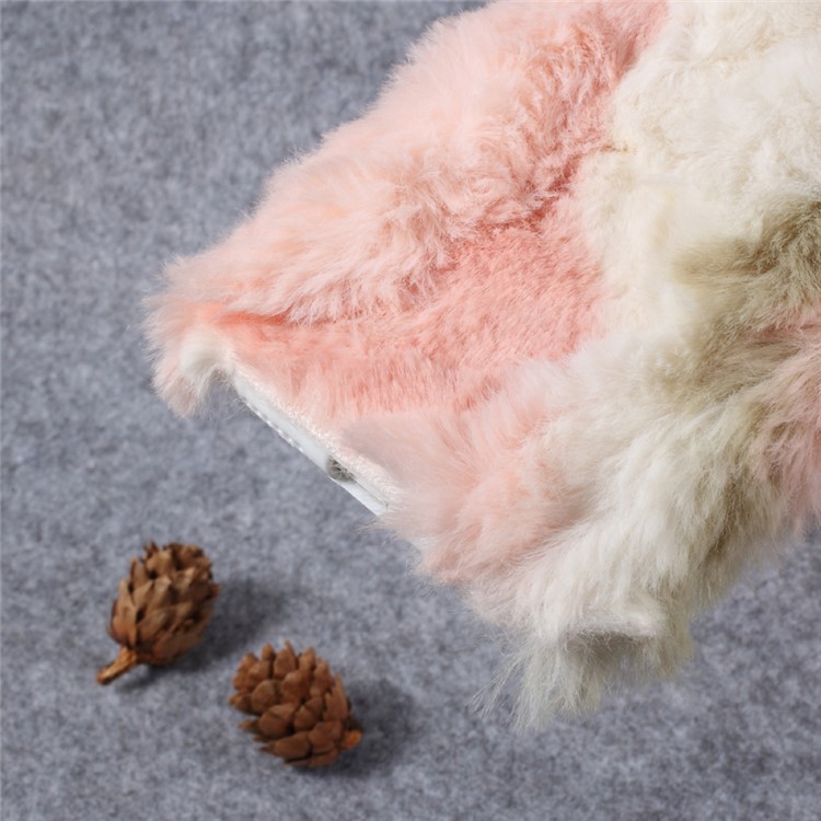 Rhinestone Studded Soft Rabbit Fur TPU Cell Phone Case for iPhone 6s Plus / 6 Plus - Pink / Grey-5