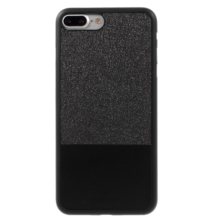 BUABEULRRY for iPhone 7 Plus Glittery Powder Leather Coated Hard Phone Case - Black-2