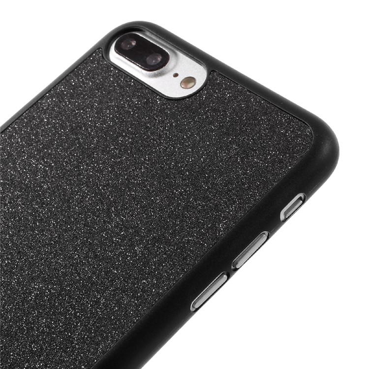 BUABEULRRY for iPhone 7 Plus Glittery Powder Leather Coated Hard Phone Case - Black-3