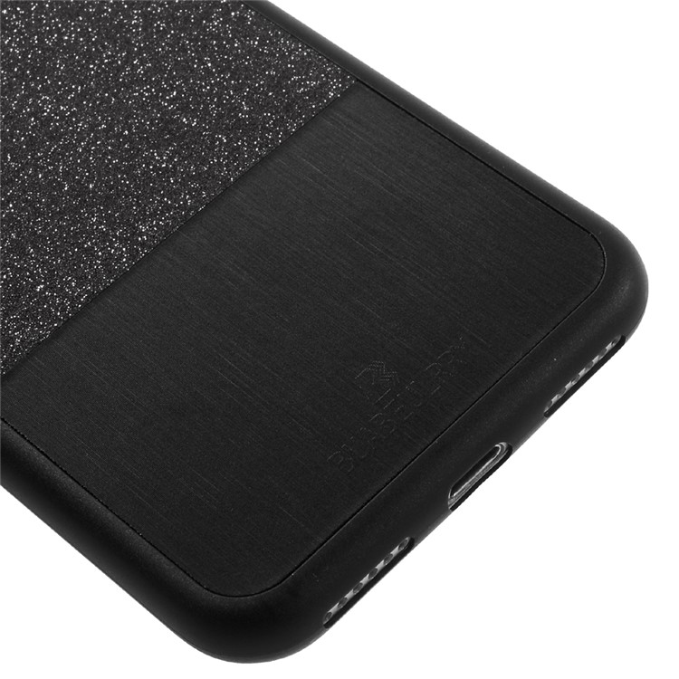 BUABEULRRY Glittery Powder Leather Coated Plastic Cover for iPhone 7 4.7 - Black-4
