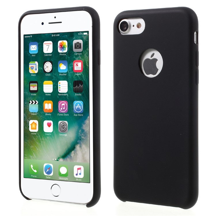 BUABUELRRY Classic Rubberized Silicone PC Hybrid Phone Case for iPhone 7 4.7 inch - Jet Black-1
