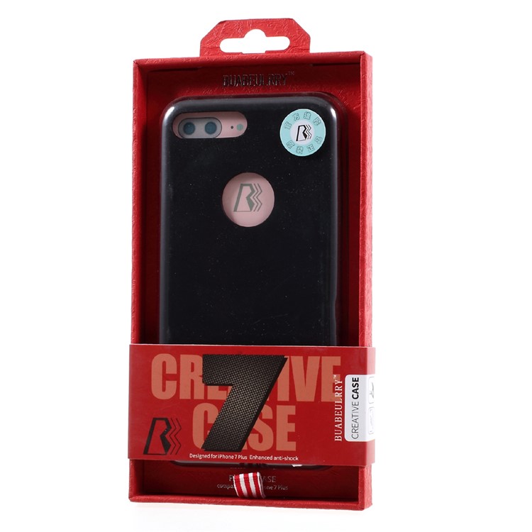 BUABUELRRY Classic Rubberized Silicone PC Hybrid Phone Case for iPhone 7 Plus 5.5 - Jet Black-6