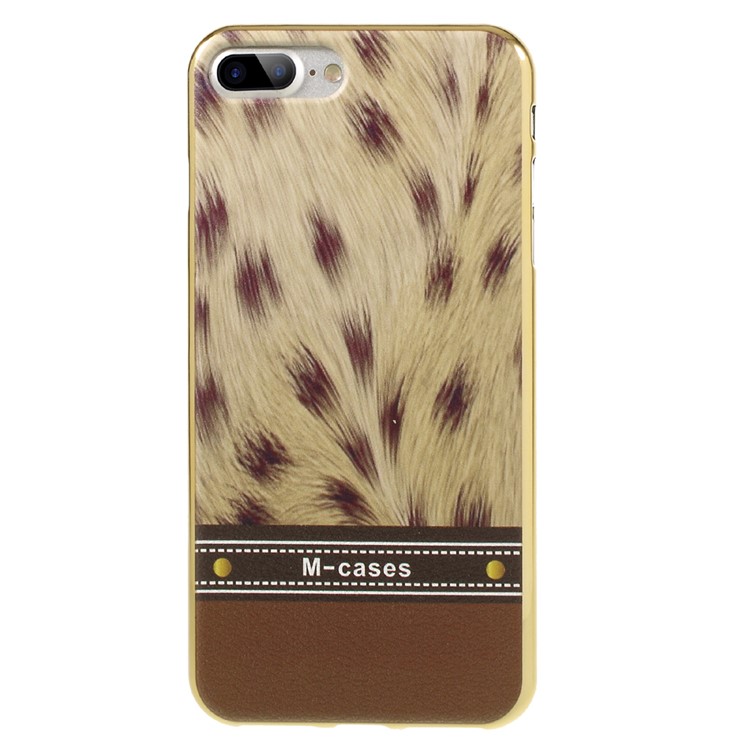 Plating Leather Coated TPU Phone Case for iPhone 7 Plus 5.5-inch - Leopard Pattern 1-1