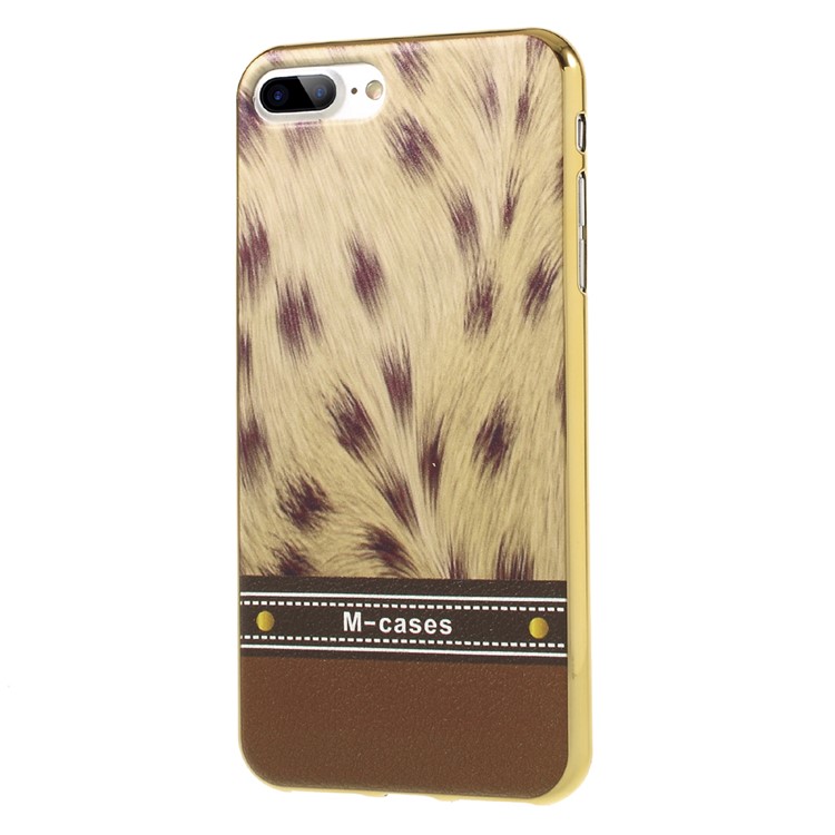 Plating Leather Coated TPU Phone Case for iPhone 7 Plus 5.5-inch - Leopard Pattern 1-2
