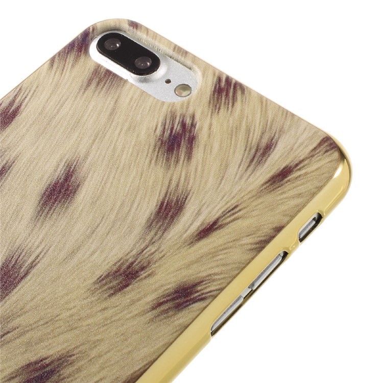 Plating Leather Coated TPU Phone Case for iPhone 7 Plus 5.5-inch - Leopard Pattern 1-4
