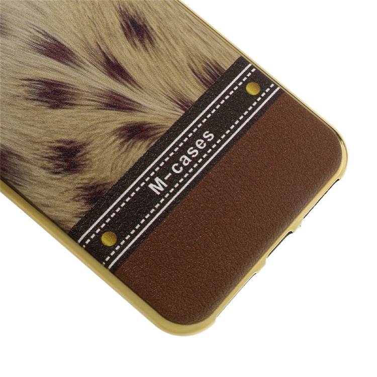 Plating Leather Coated TPU Phone Case for iPhone 7 Plus 5.5-inch - Leopard Pattern 1-5