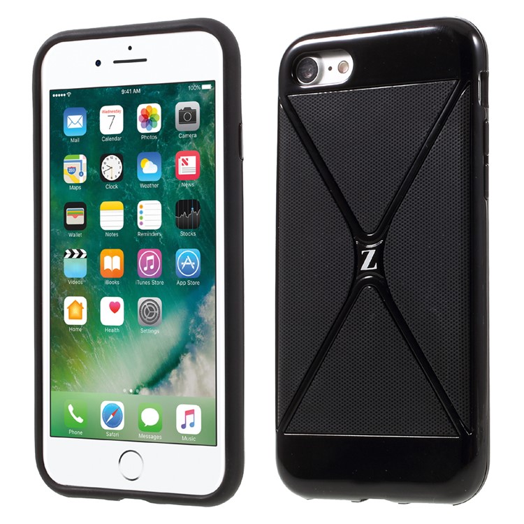 Z Style 2-in-1 Hybrid Phone Case for iPhone 7 4.7 Inch (PC + TPU) - Black-1