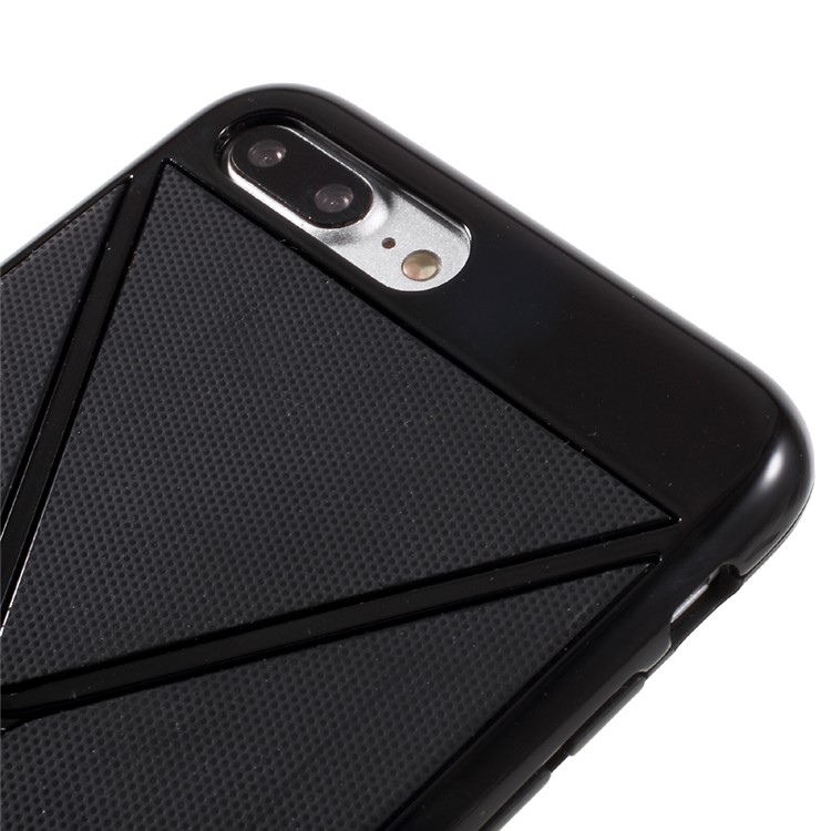 X-pattern Hybrid Phone Case Glossy Plastic + Mesh TPU for iPhone 7 Plus 5.5 - Black-3