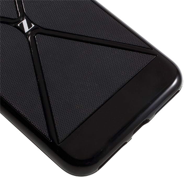 X-pattern Hybrid Phone Case Glossy Plastic + Mesh TPU for iPhone 7 Plus 5.5 - Black-4