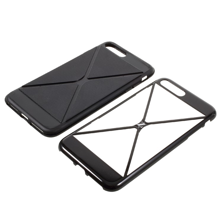 X-pattern Hybrid Phone Case Glossy Plastic + Mesh TPU for iPhone 7 Plus 5.5 - Black-6