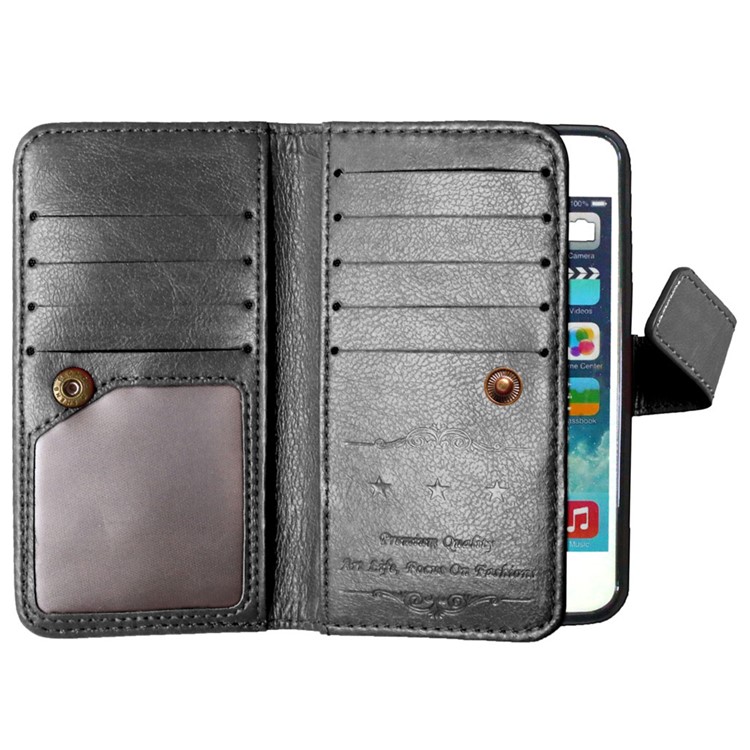 Crazy Horse 9 Card Slots Leather Wallet Case for iPhone SE / 5s / 5 - Black-3
