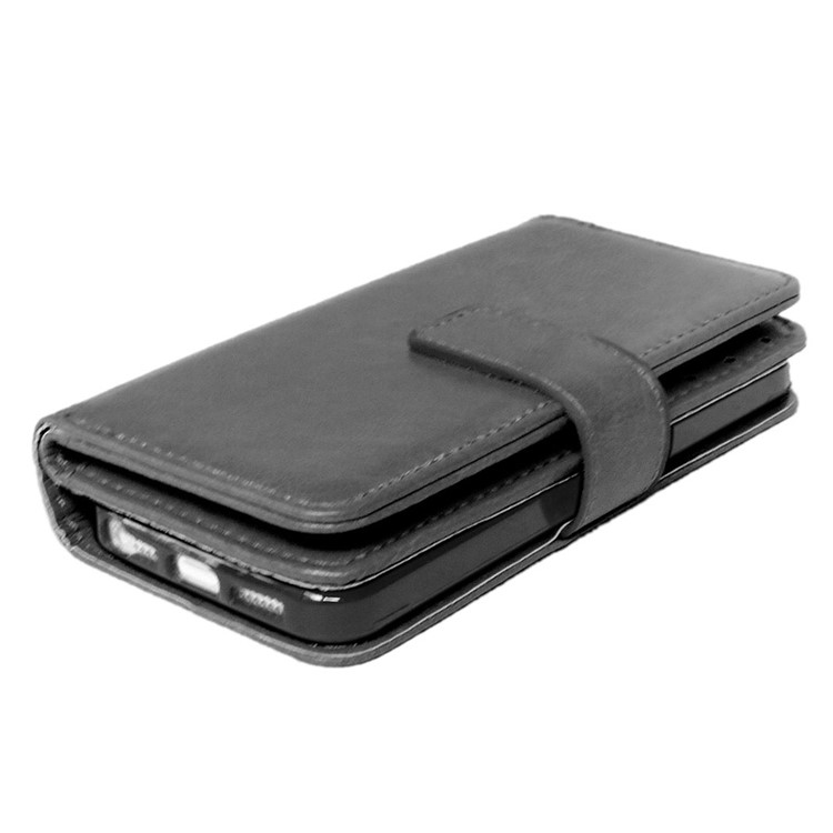 Crazy Horse 9 Card Slots Leather Wallet Case for iPhone SE / 5s / 5 - Black-4