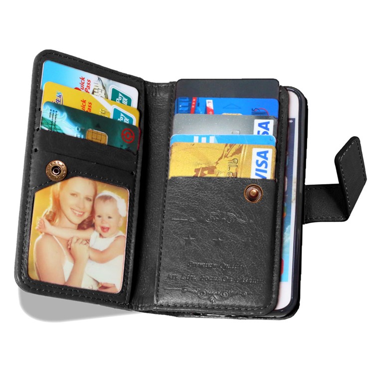 Crazy Horse 9 Card Slots Leather Wallet Case for iPhone SE / 5s / 5 - Black-8