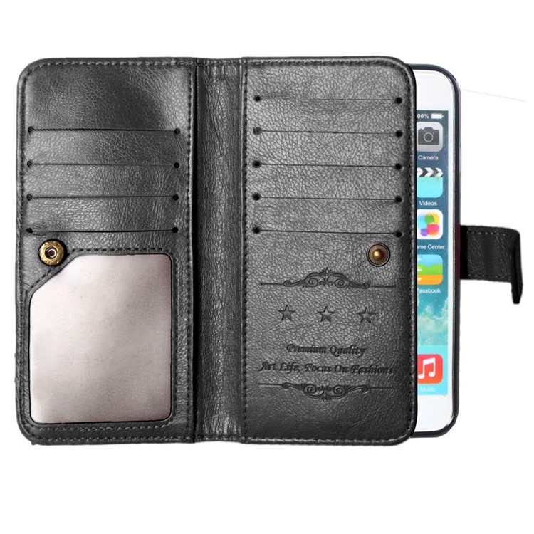 Crazy Horse 9 Card Slots Leather Wallet Case for iPhone 6s Plus/6 Plus - Black-3