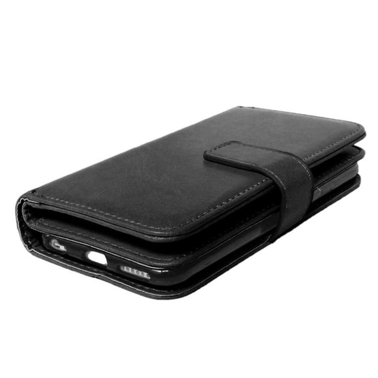 Crazy Horse 9 Card Slots Leather Wallet Case for iPhone 6s Plus/6 Plus - Black-4