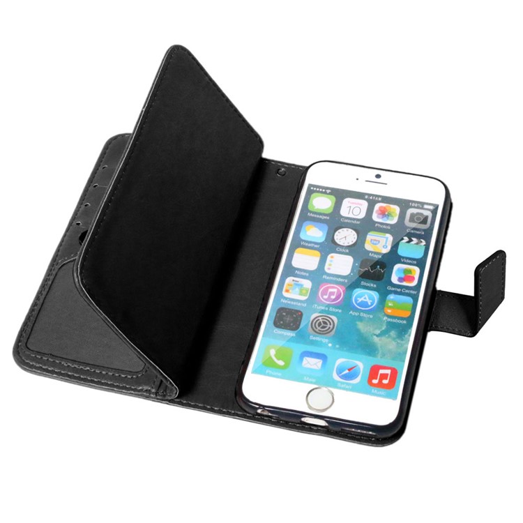Crazy Horse 9 Card Slots Leather Wallet Case for iPhone 6s Plus/6 Plus - Black-5