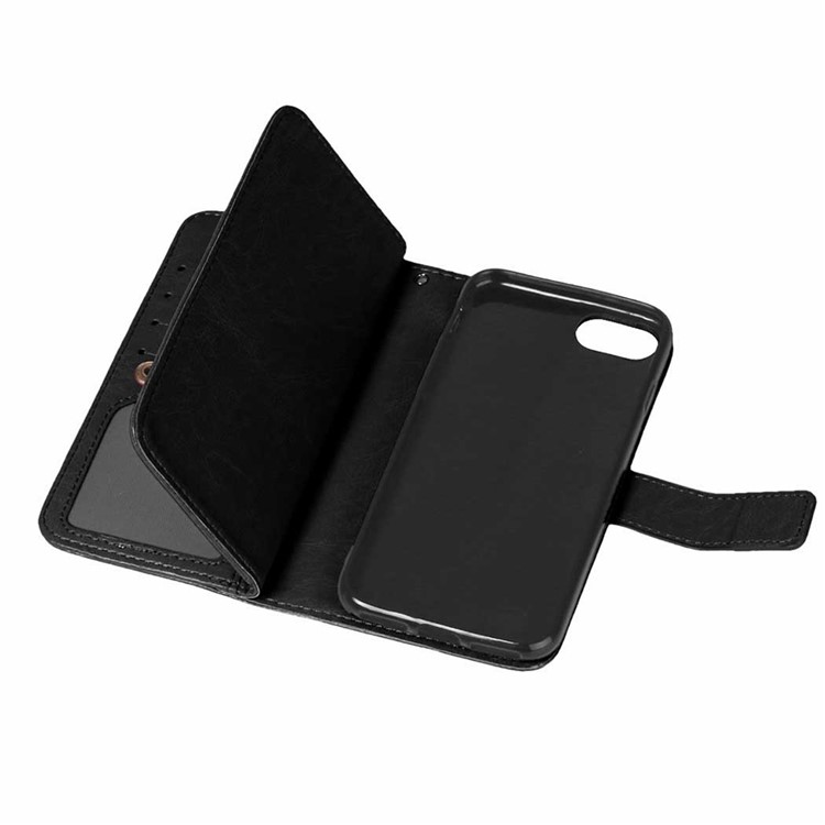 9 Card Slots Wallet Crazy Horse Leather Stand Case for iPhone 7 4.7 inch - Black-3