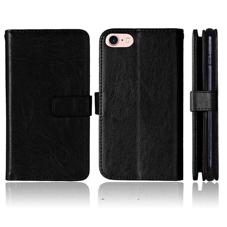 9 Card Slots Wallet Crazy Horse Leather Stand Case for iPhone 7 4.7 inch - Black-5