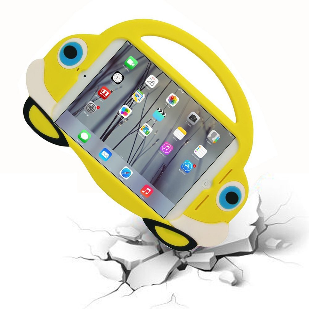 For iPad Mini 1 2 3 Silicone Case Fun 3D Mini Cartoon Car Shape Childproof Shockproof - Yellow-1