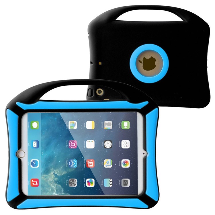 Portable Handle Kids Friendly Childproof Silicone Case for iPad Mini 3 2 1 - Blue / Black-1