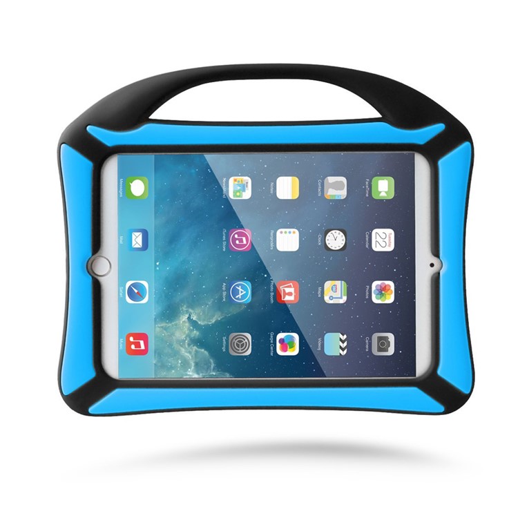 Portable Handle Kids Friendly Childproof Silicone Case for iPad Mini 3 2 1 - Blue / Black-7