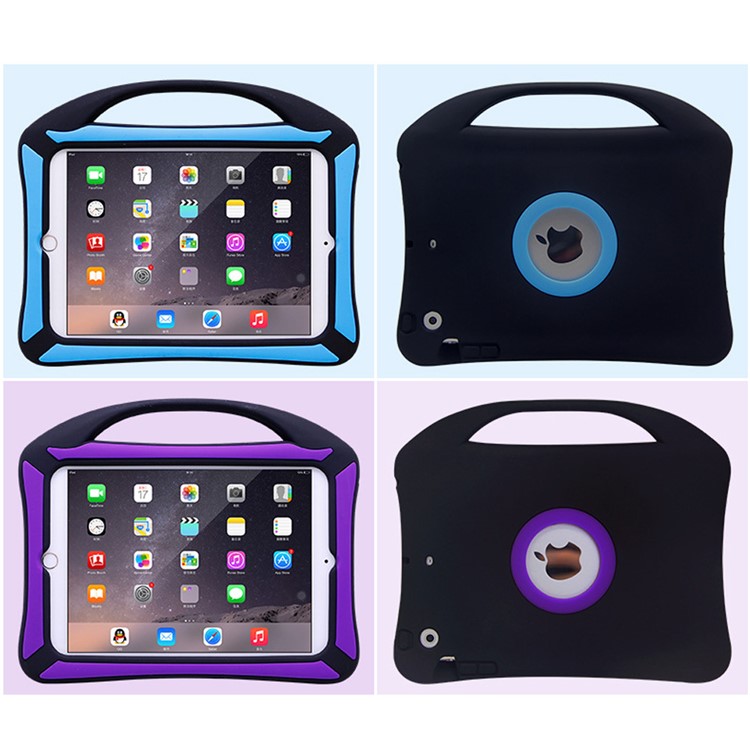 Portable Handle Kids Friendly Childproof Silicone Case for iPad Mini 3 2 1 - Blue / Black-8