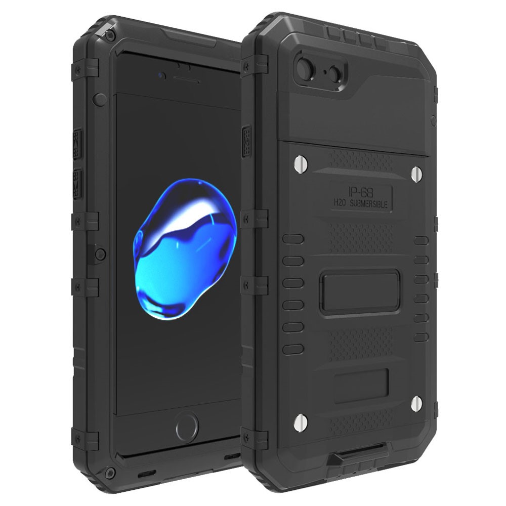 Waterproof Shockproof Dustproof Drop-resistant Phone Case for iPhone 7 (Silicone + Metal) - Black-1