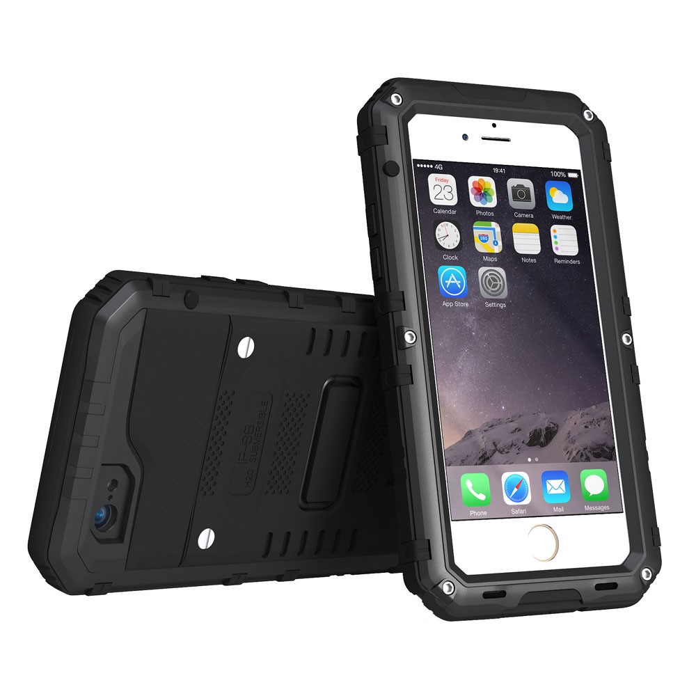 Waterproof Shockproof Dustproof Drop-resistant Phone Case for iPhone 7 (Silicone + Metal) - Black-5