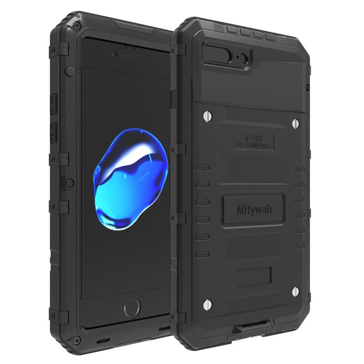IP68 Waterproof Shockproof Dustproof Mobile Case for iPhone 7 Plus (Silicone + Metal) - Black-1