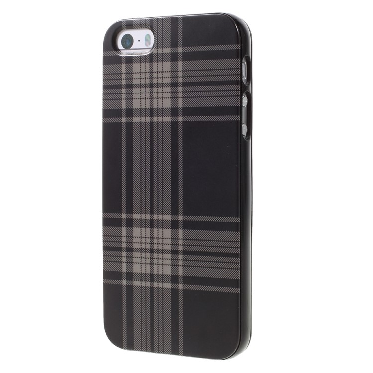 SULADA Scottish Plaid Pattern TPU Phone Case for iPhone SE/5s/5 - Coffee-2