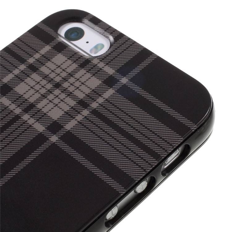 SULADA Scottish Plaid Pattern TPU Phone Case for iPhone SE/5s/5 - Coffee-4