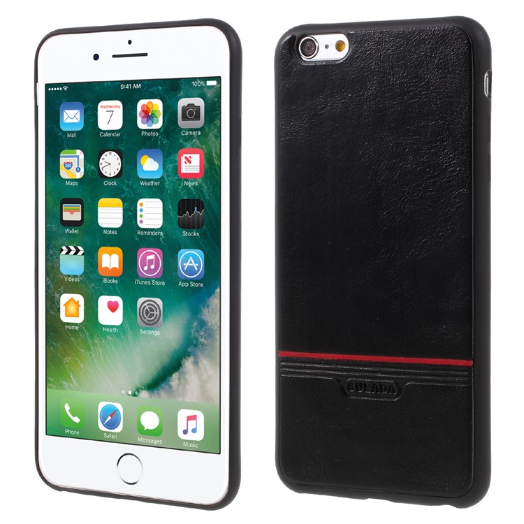 SULADA Leather Coated Soft TPU Mobile Cover for iPhone 6s Plus / 6 Plus - Black-1
